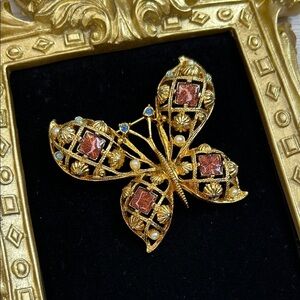Vintage Avon Large Gold Butterfly Brooch